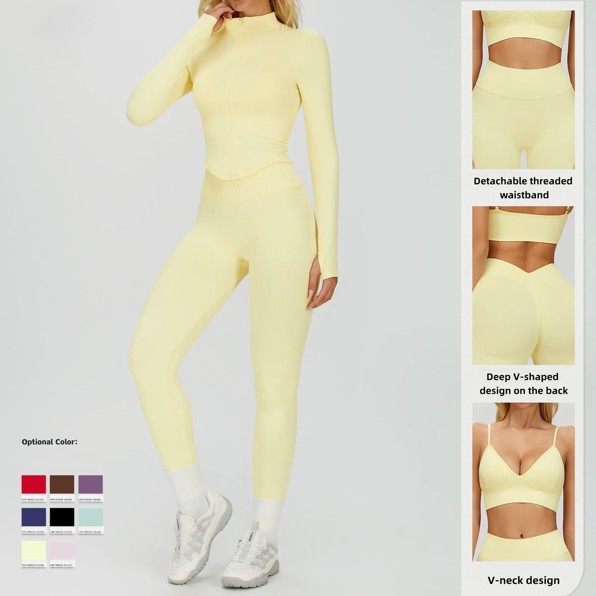 Seamless Breathable Tight-Fitting Yoga Set Waist-Slimming Quick-Dry Gym Wear High-Waisted Outdoor Running Sports Three-Piece Set