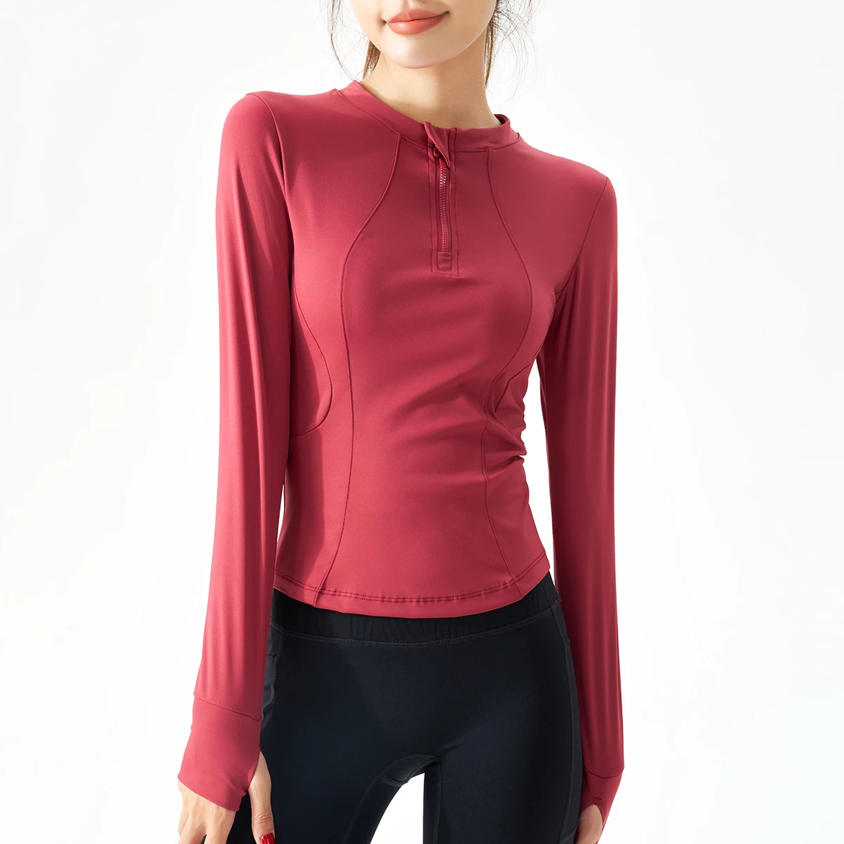 2026 New Women' Long Sleeve Soft Yoga Tops Quick Dry Half Zipper Gym Shirts Slim Waist Workout Jogger Tops Pilates Sports Wear