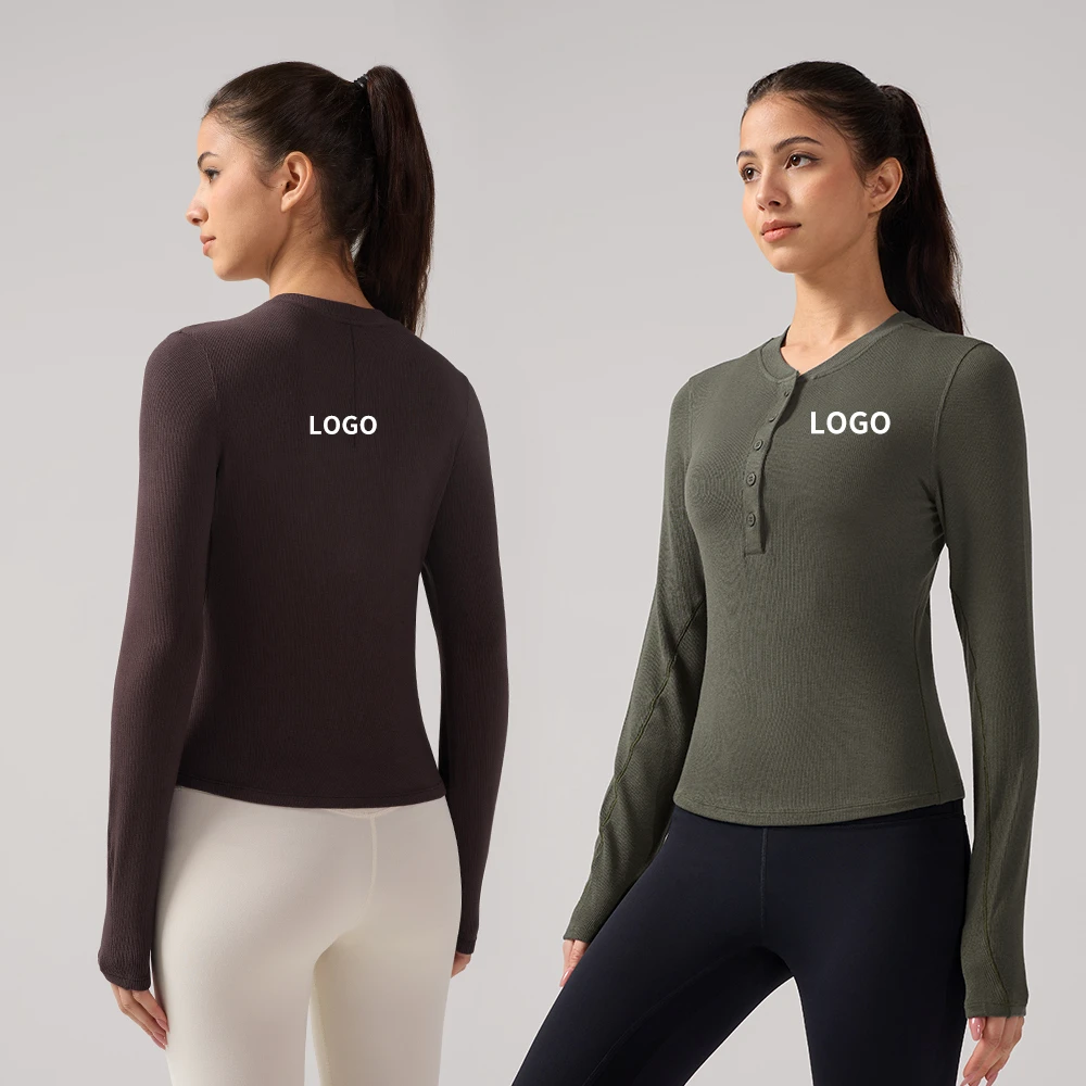 Modal Henry Fitness Wear Women's Lightweight Long-Sleeved Yoga Top Breathable Quick-Drying Antibacterial Slim T-Shirt Nude
