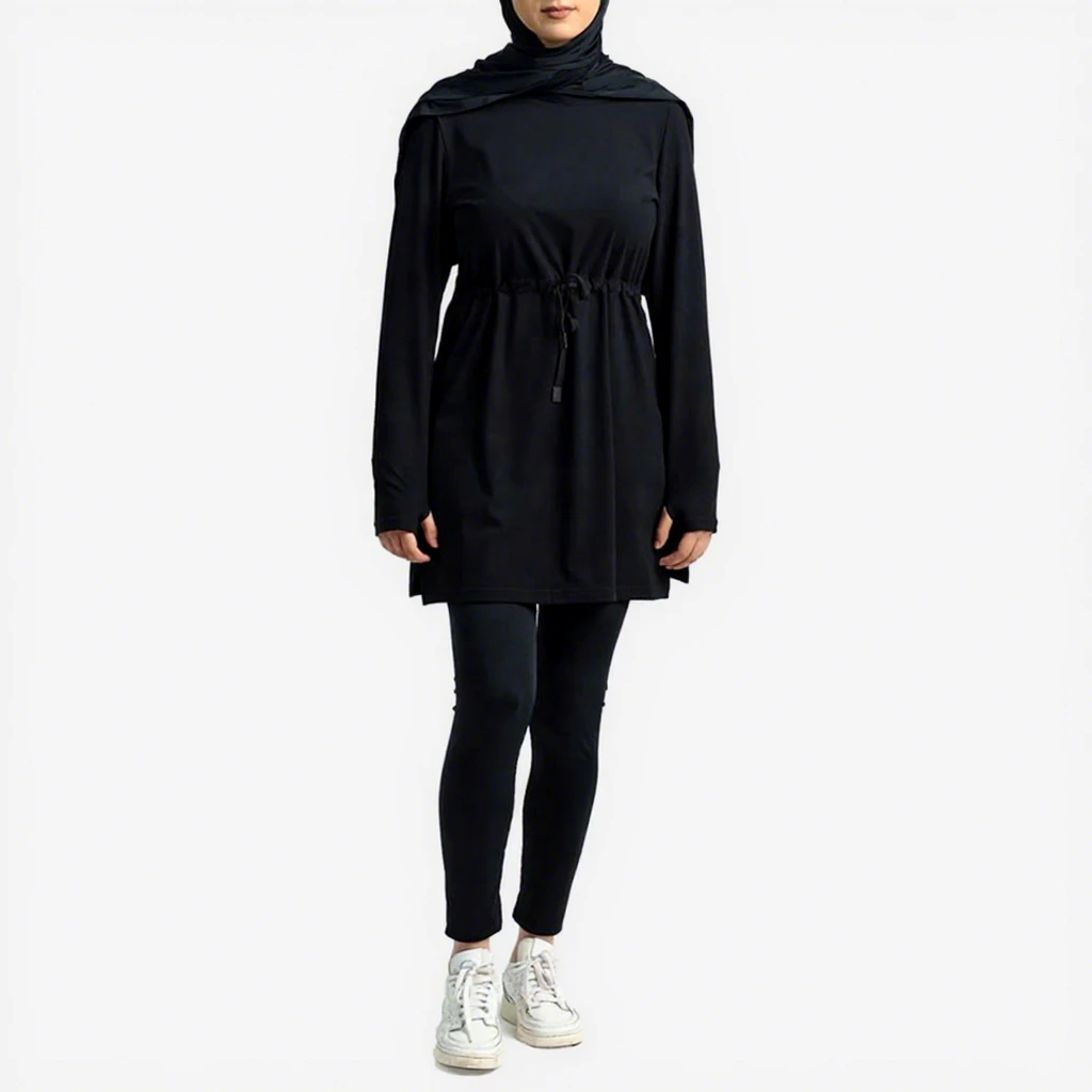 Custom Design Modest Sportswear For Women Muslim Set Solid Color Breathable Quick-Dry Fabric Muslim Women Tracksuit Sportswear