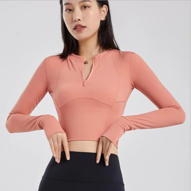 Customized High Waist Half Zipper Long Sleeve Tank Top Yoga Sports Running Tank Top Women