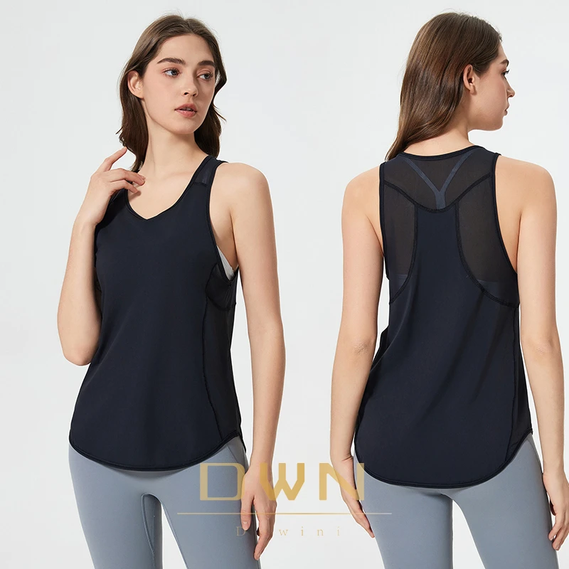 Spring and Summer New Fitness Running Beautiful Back Quick Drying Breathable Loose Sleeveless Sports Yoga Vest T-shirt Women