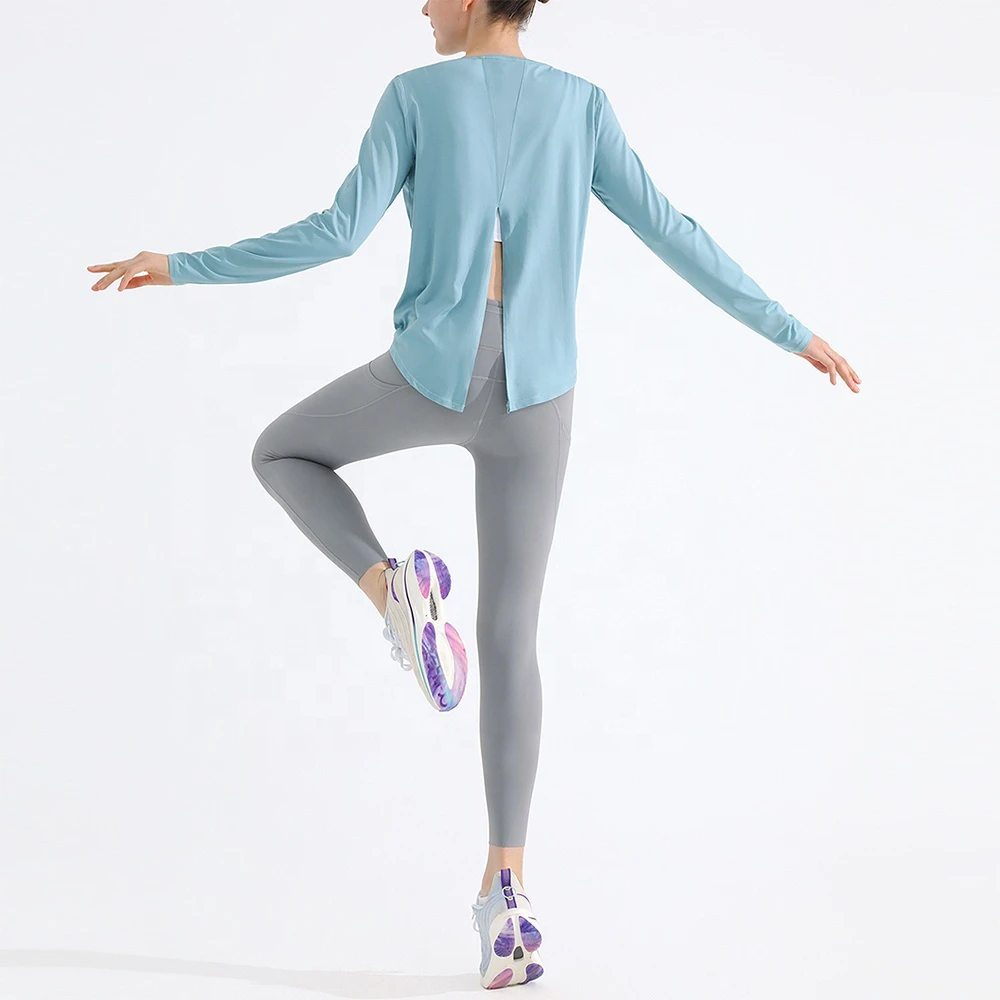 Women's High Stretch Yoga Gym Long Sleeve Top Quick Dry Breathable Solid Pattern T-Shirt XL Plus Size Fitness Sportswear Running