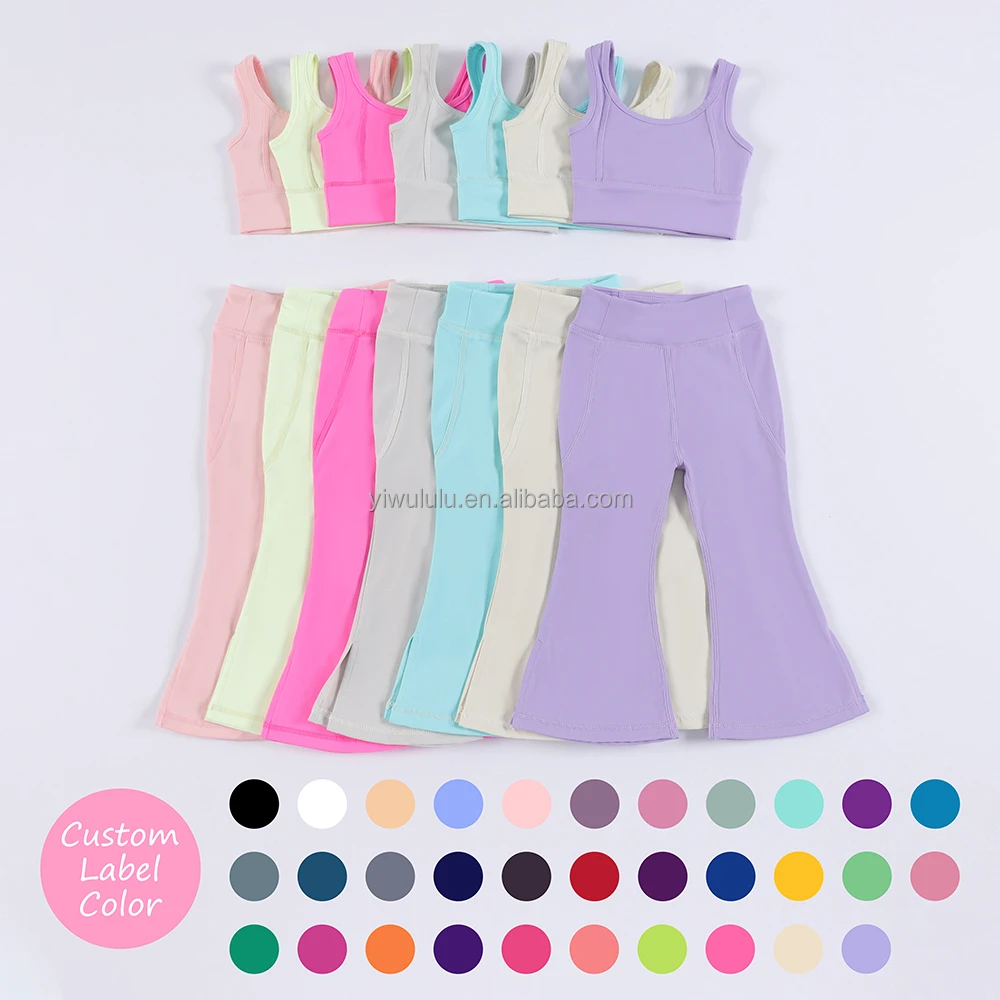 Children Summer 2 Pcs Yoga Sets Tennis Sport Bra and Pants Girls Gym Training Wear Athletic Sets for Kids