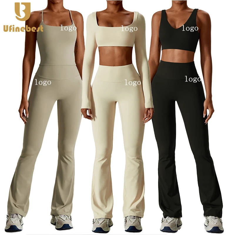 Manufacturer Wholesale Fitness Yoga Wear OEM Blank Tracksuits Women Sport Crop Top Scrunch Butt Yoga Pants Gym Sets for Women