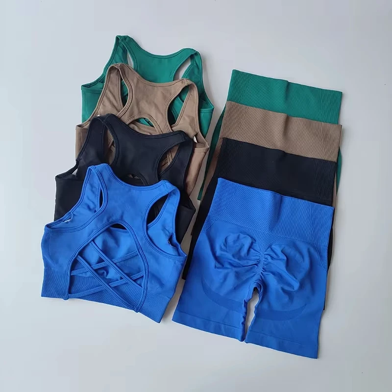 Athletic Wear Pilates Fitness Suit Gym Outfits Workout Push Up Clothes Sports Bra Leggings Set