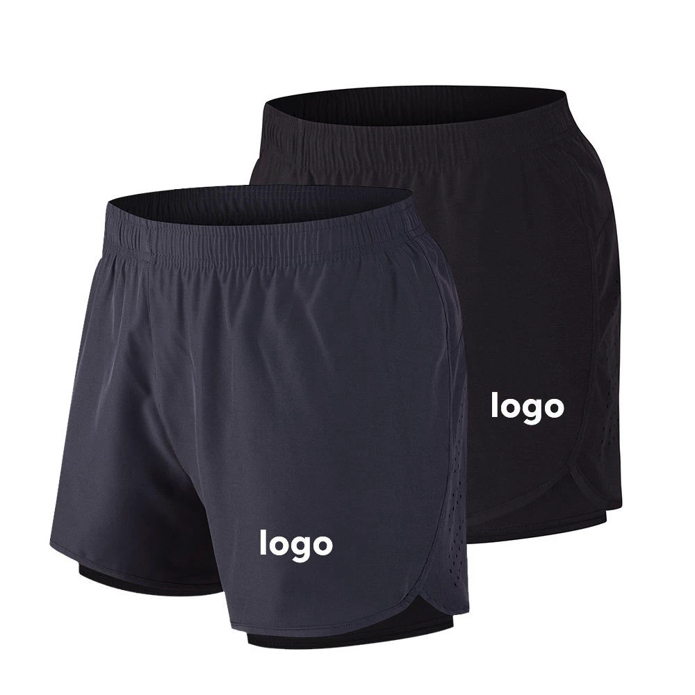 Custom Logo Plus Size Men's Shorts Built-in Compression Polyester Spandex Print Beach Fitness Hiking Jogging 1 Piece