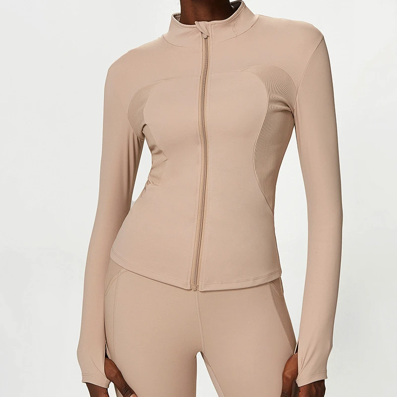 Custom Lightweight Yoga Top Women's Tight Yoga Jacket Full Zip Quick-drying Long Sleeve Jacket Tight Running Yoga Top