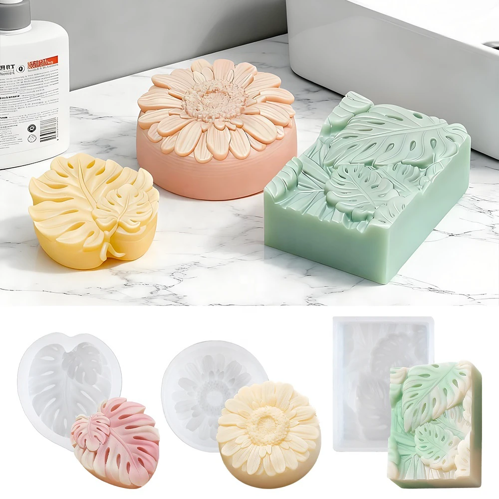 DM1275 Sunflower Leaf Shape Soap Making Silicone Mold DIY Natural Handmade Bath Bombs Scented Candle Wax Craft Tools