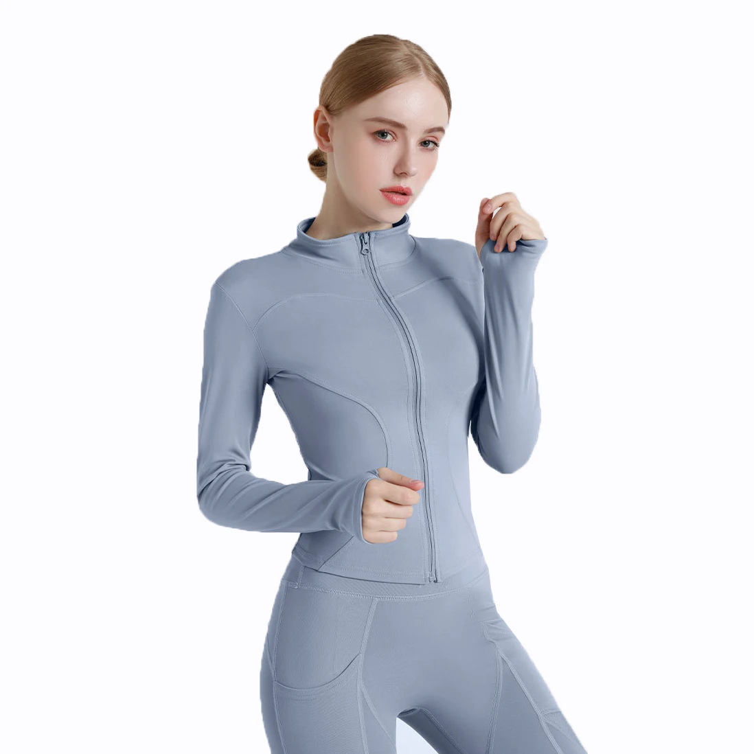 DUOLLB 2024 Custom Women's Sports Yoga Jacket Quick Dry Zipper Long Sleeve Gym Fitness Apparel Breathable Slim Fit For Adults