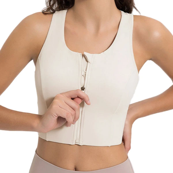 New Arrival Woman Yoga Top Sports Gym Clothing Athletic Sleeveless Stand Collar Zip up Workout Vest Slim Fit Tank Top