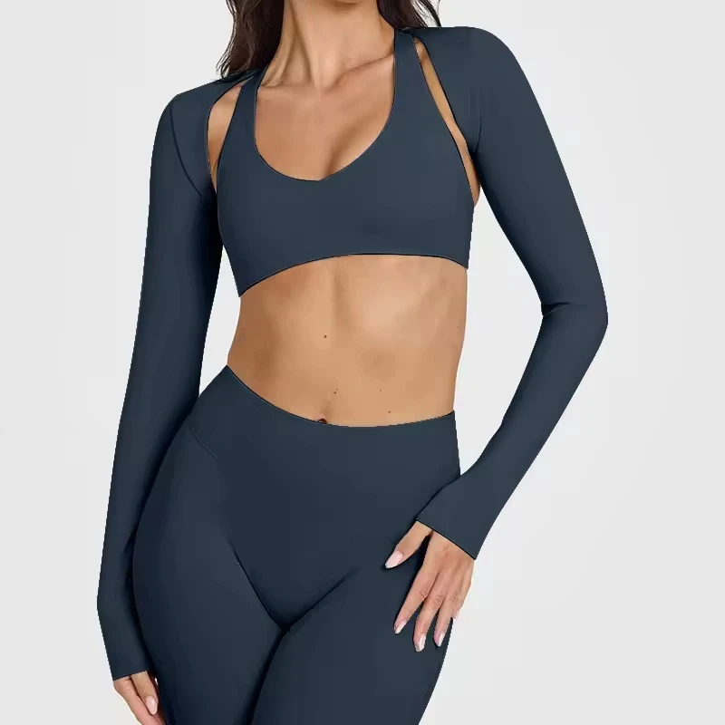Wholesale Elastic Waist Breathable Seamless Four-Way Stretch Sports Yoga Suit Fitness 3 Piece Yoga Set