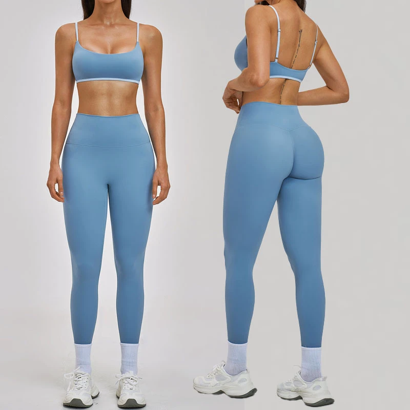 2026 Women's Solid 2-Piece Yoga Set Soft Nylon/Spandex Racer Back Seamless Breathable Tank Top High Waist Butt Lift Leggings