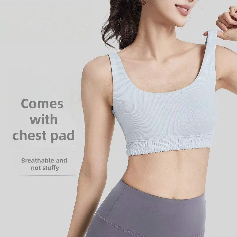 High Impact Shockproof Sports Bra with Push-Up & Side Support, Yoga Gym Bra