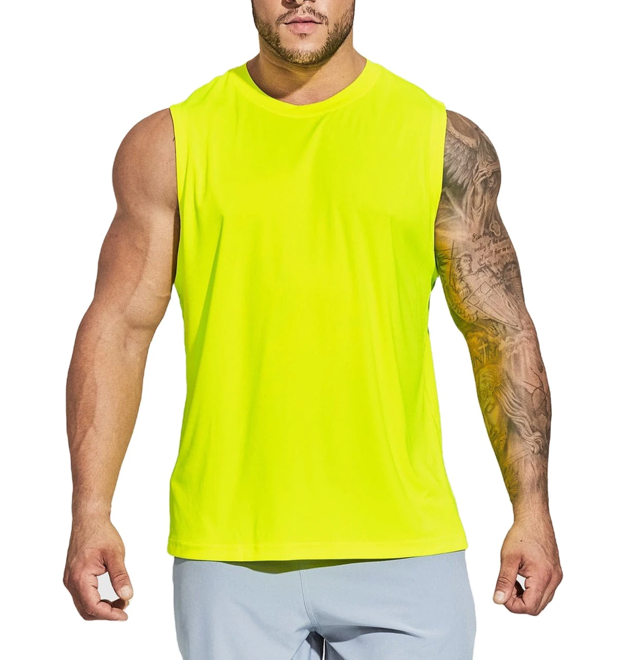 Nylon Spandex Blend Fitness Tank Top Four Way Stretch Tank Top High Elasticity Breathable Workout Wear Training Shirt