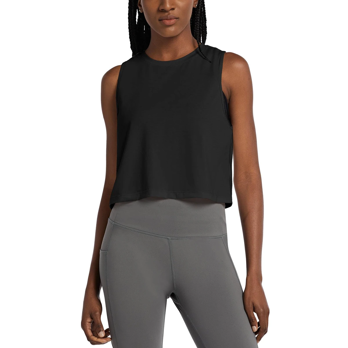 Women's Sleeveless Yoga Vest Top Cool-Feeling Lightweight Breathable Quick-Drying Fitness T-Shirt Loose Fit
