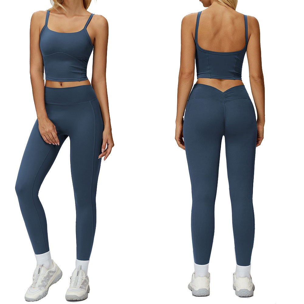 Women's Girls' Four-Way Stretch Breathable Quick Dry Elastic Waist Compression Solid Training Sports Bra Leggings Set
