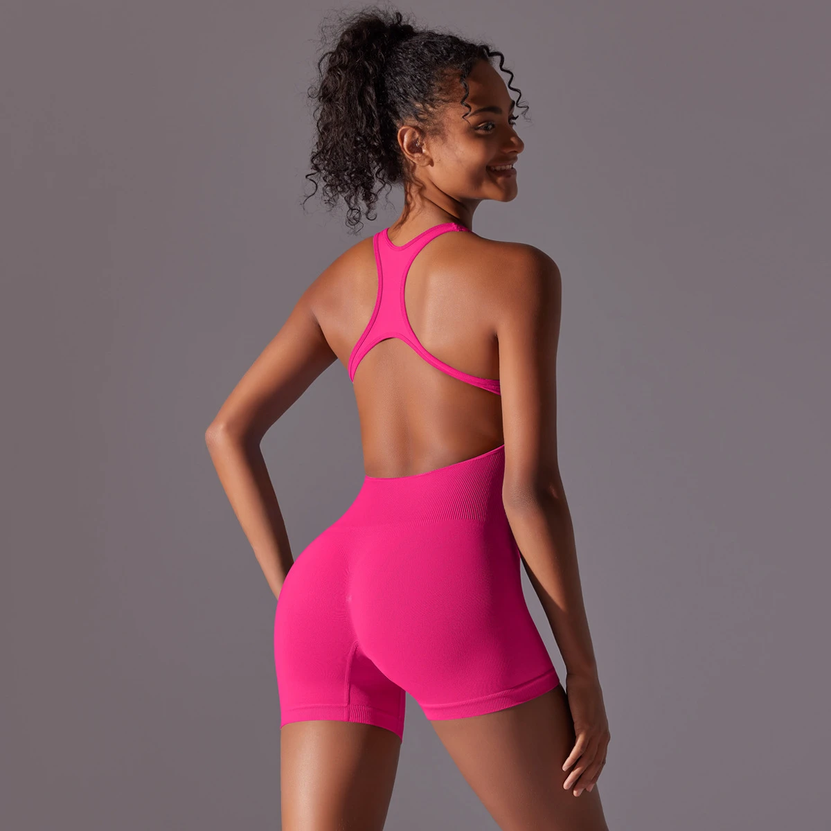 Wholesale Custom Logo Seamless Drying High-intensity Nude Sports Backless Jumpsuit Yoga Suit Fitness Running Fitness Suit