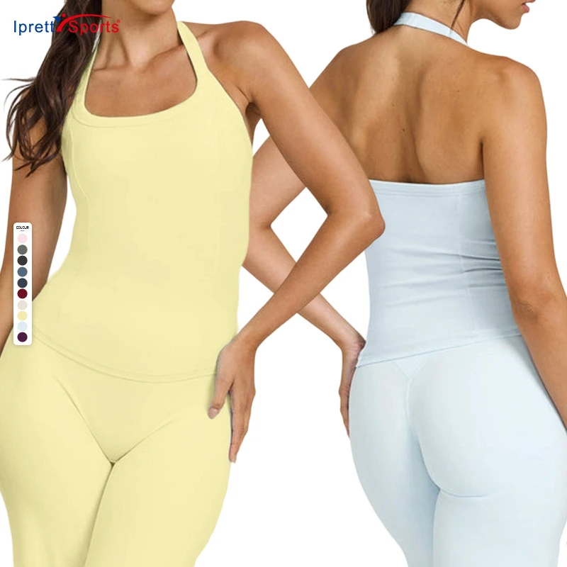 Cloud-feel Halter Neck Tank Top Women's Summer Breathable Tight-fitting for High Elastic Fitness Sports Yoga Top for Girls