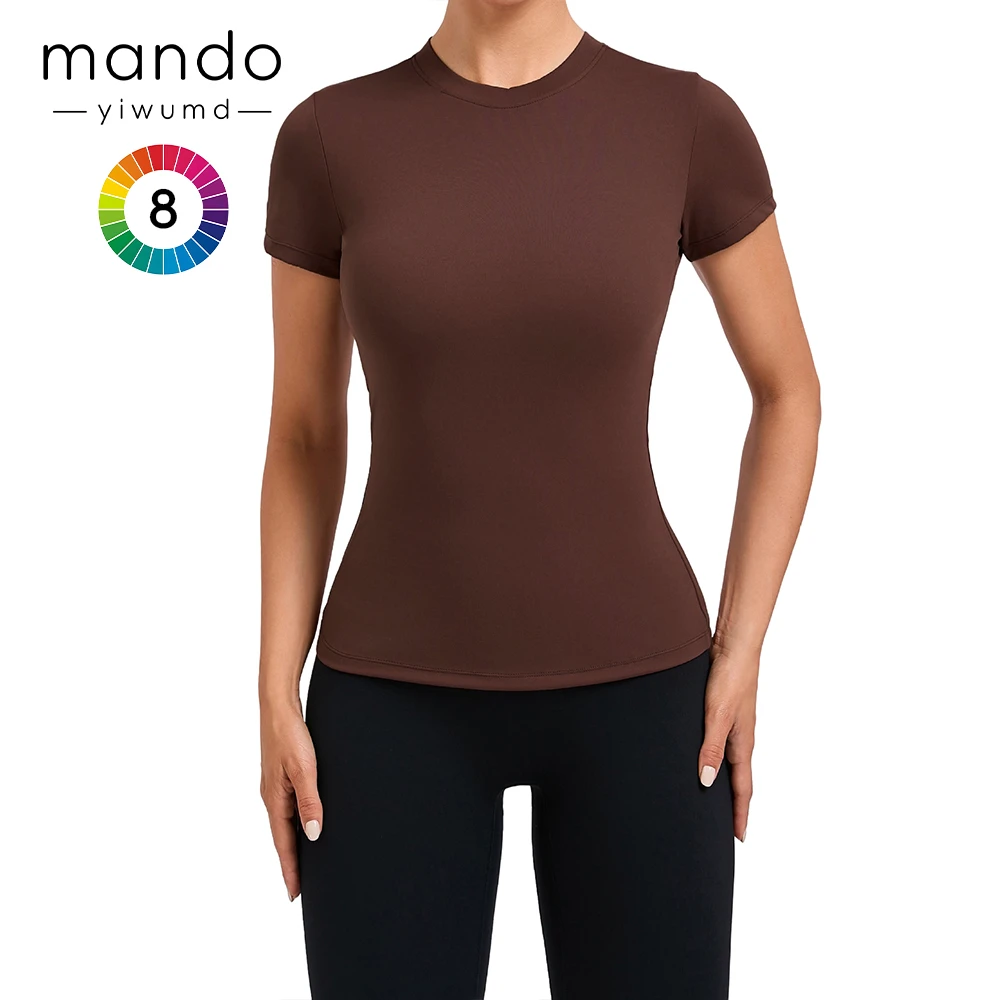 High Quality Women Breathable Crew Neck White Black T-shirt Tops Women's Nylon Spandex Compression T-Shirt Summer Sports