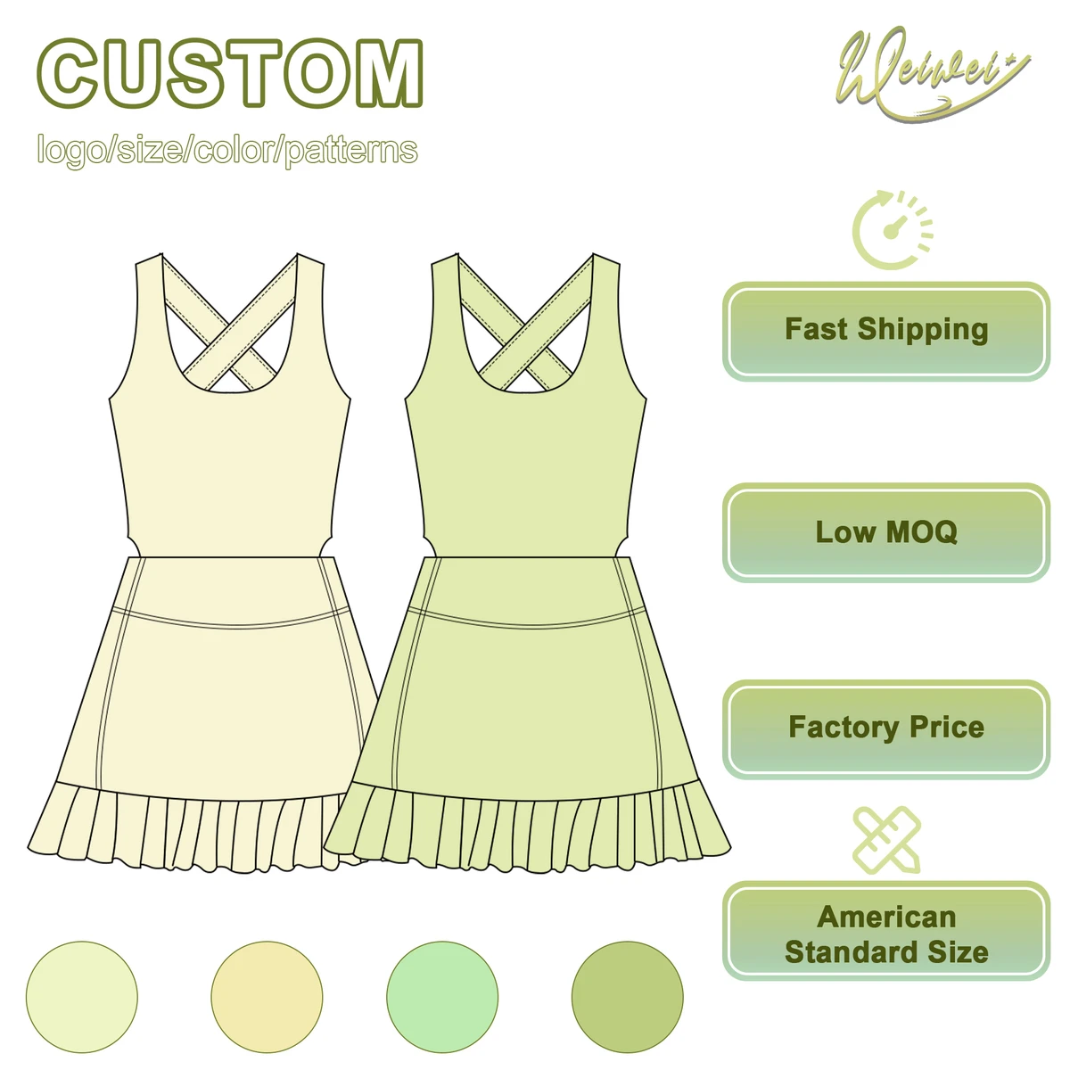 Custom Printed Multi-Color Athletic Vest and Skirt Sport Dress Set for Girls for Golf Hated Yoga with Pocket Included