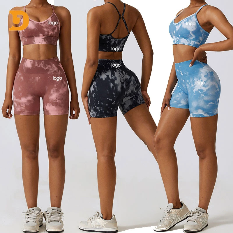 Custom Logo Workout Wear Suit Women Sportswear Set Activewear High Waist Seamless Fitness Yoga Short Sets Women