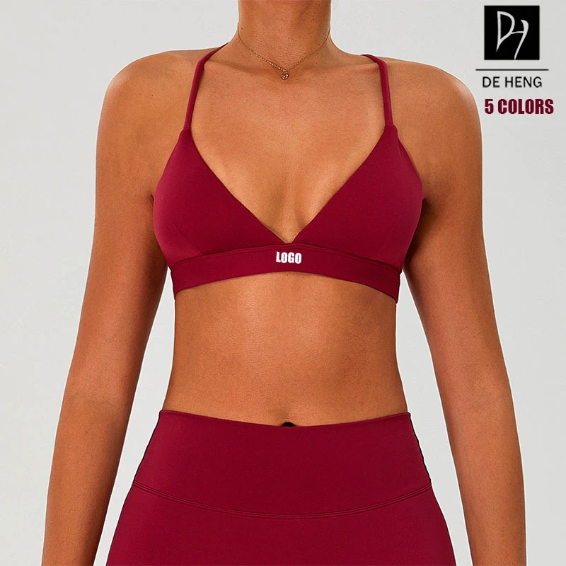 Christmas Season Custom Fashion Wholesale Active Running Womens Sportswear Nude Feeling Double Straps Fitness Yoga Bra for Women
