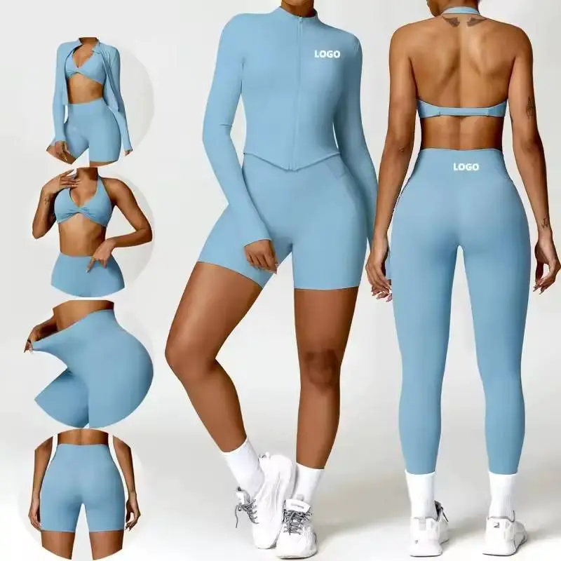2024 Custom Gym Clothing Set Breathable Seamless Short Yoga Gym Activewear Set 2 Piece Short Gym Fitness Sets for Women