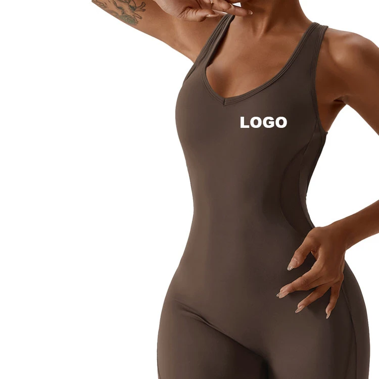 One Piece Plain Sexy Skinny Waterproof Quick Dry Breathable Thin Straps Cross Back Gym Yoga Wear Top Women Sport Winter Summer