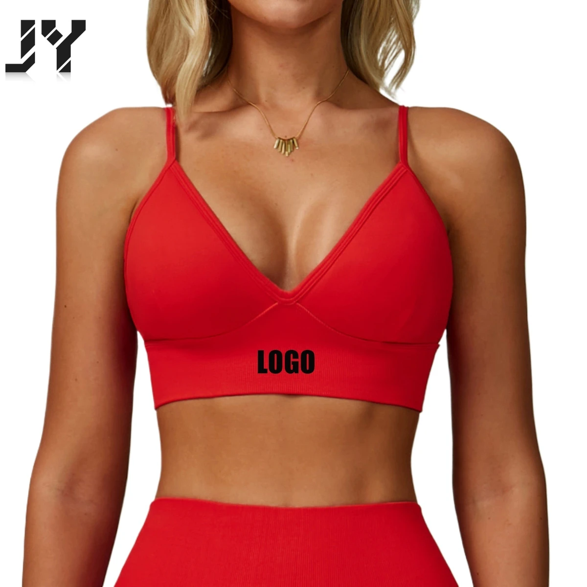 Joyyoung Custom Front Logo Women's High Support Seamless Knit Yoga Bra Quick Drying Sports Running Fitness Top