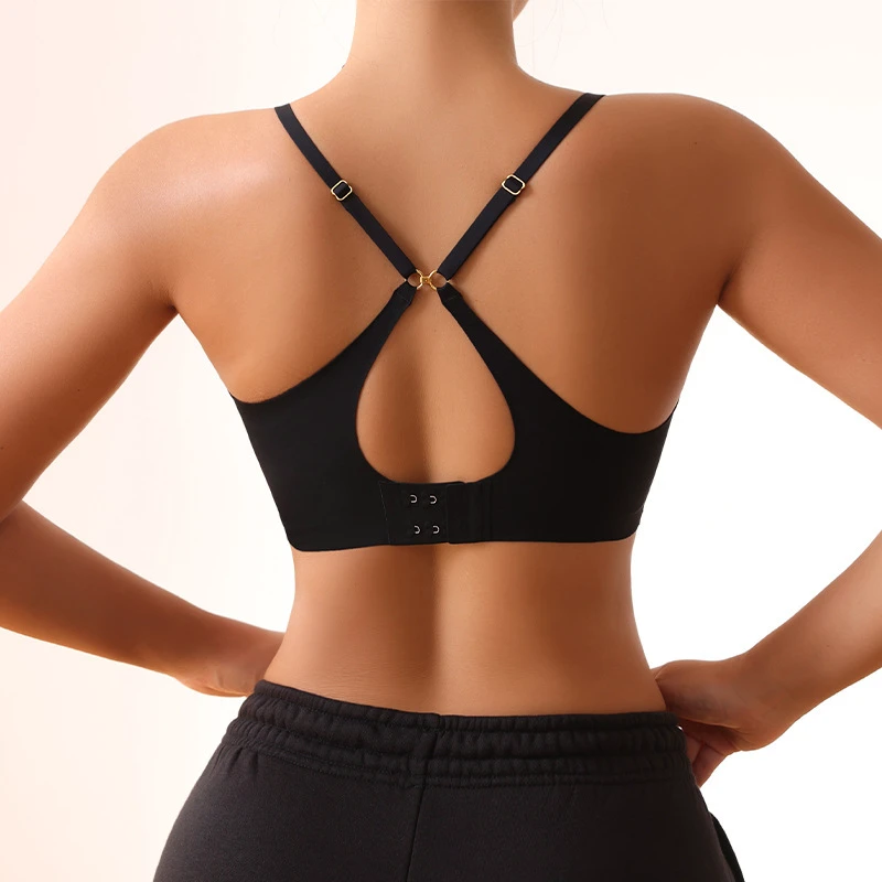 European American Women's Summer Thin Sport Yoga Bra Sexy Beautiful Back Plus Size Small Chest Gathered Seamless Solid