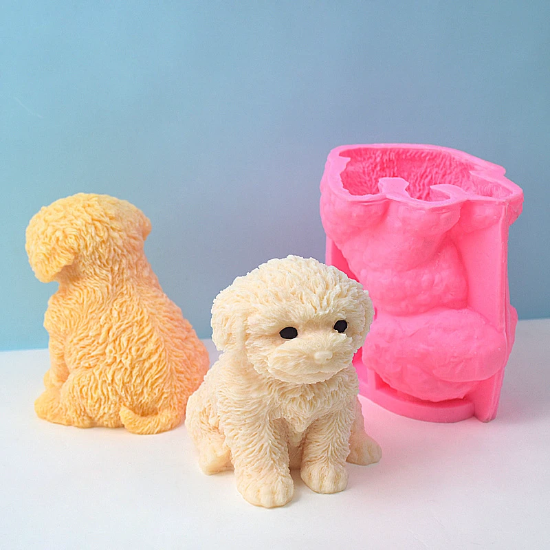 1pc Large Dog Puppy Silicone Mold Handmade Soap Mold Aromatherapy Handmade Candle Mold Silicone Cake Fondant Mould Silicone