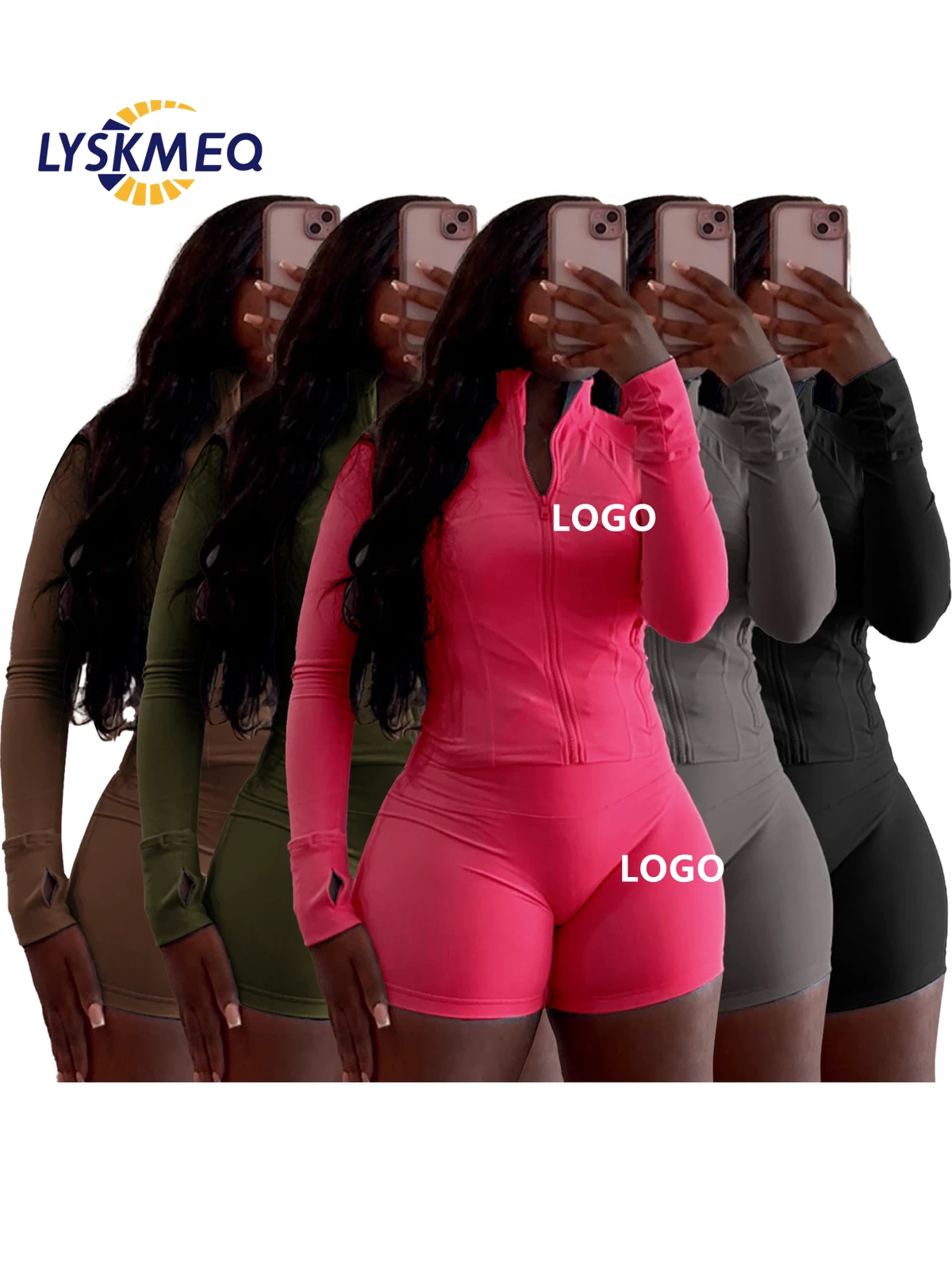 Custom Logo Summer Women's Casual Sportswear Gym Fitness Yoga Wear Joggers Sweat Biker Two Pieces Shorts Sets For Women Clothes