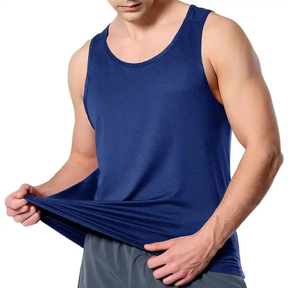 Custom Men 100% Cotton Breathable 220g Fitness Stringer Tank Top Sleeveless Muscle Gym Workout Active