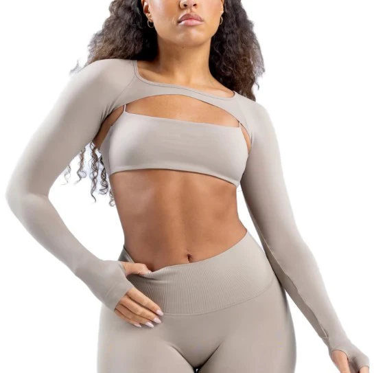 2026 Slim-Fit Quick-Drying Tight Sports Gym Yoga Top Solid Color Waterproof Breathable Plus Size Lightweight Long Sleeve 1