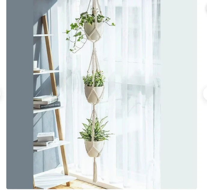 Hanging Planter Boho Wall Decor Home Gifts Customized Macrame Plant Hanger for Wall and Window Decoration