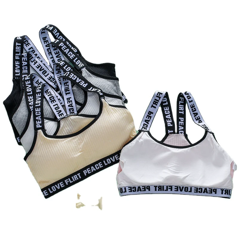 Wholesale School Student Girl Dance Training Wireless Thin Padded Cotton Kids Sports Bra in Development Period