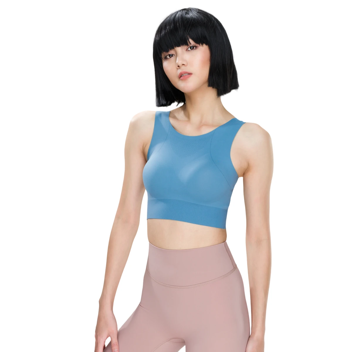 Women's Breathable Quick Dry Four-Way Stretch Eco-Friendly Sports Bra High Support for Yoga High-Intensity Exercises Front Logo