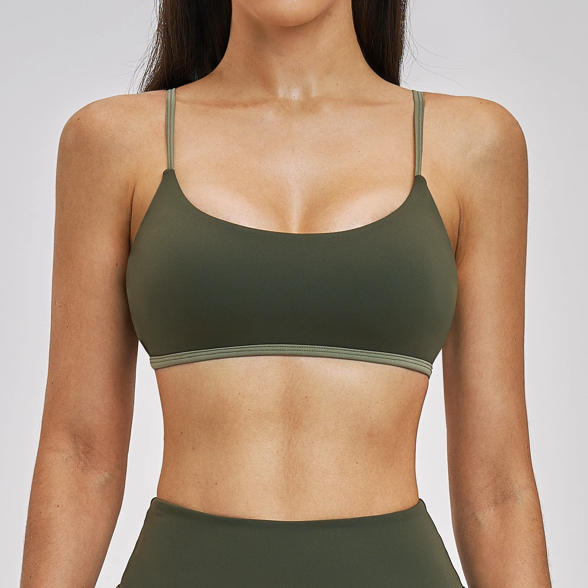 Women Sculpt Seam Yoga Top Double Layer Gym Workout Clothing 6116
