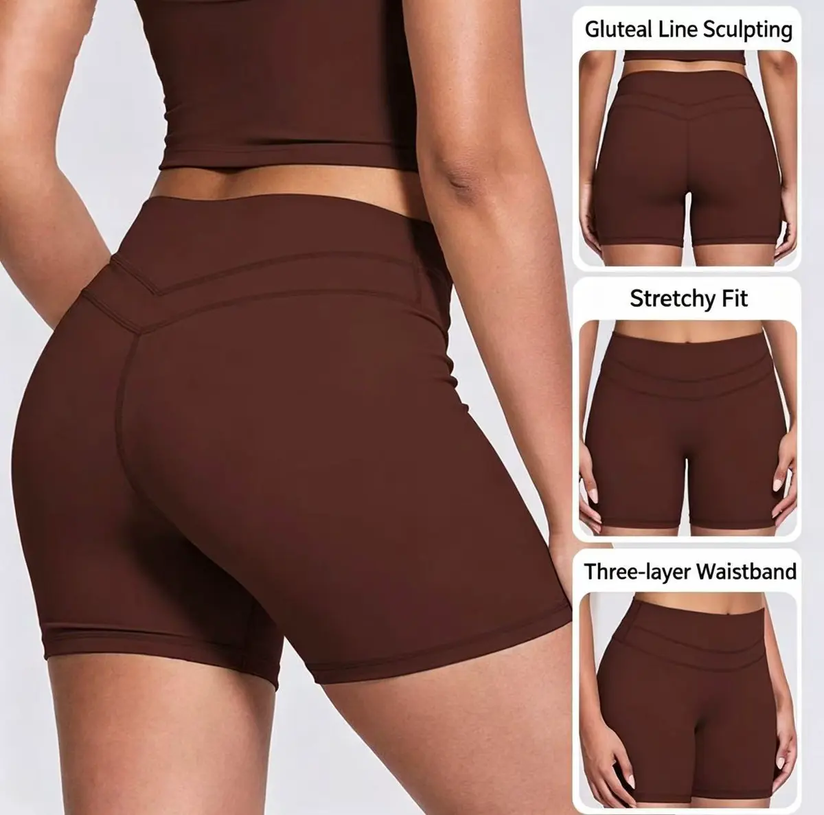 Buttery Soft Breathable Four-Way Stretch Mid-Waisted Plus Size Active Wear Shorts Elastic Waist Workout Yoga Pants Women's Plaid