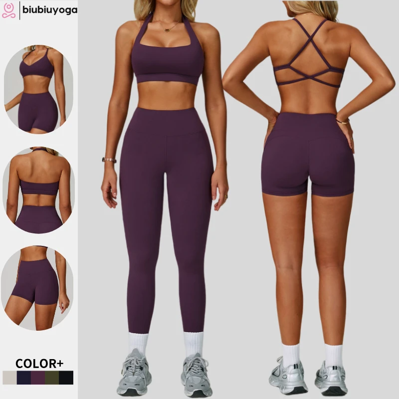 Cloud Touch Backless High Waist Elastic 2-Piece Women's Yoga Gym Activewear Set Lightweight Quick Dry