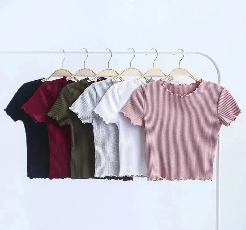 New Fashion Slim-fit Solid Wholesale Tops for Women T-shirt Women's T-shirts