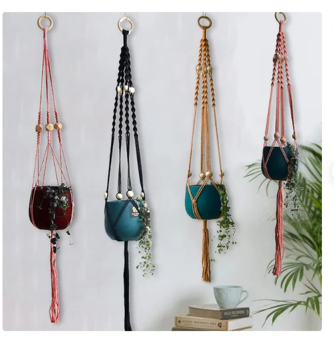 Home Decor Housewarming Gift Father Day Gift Customized Macrame Plant Hanger for Wall and Window Decoration