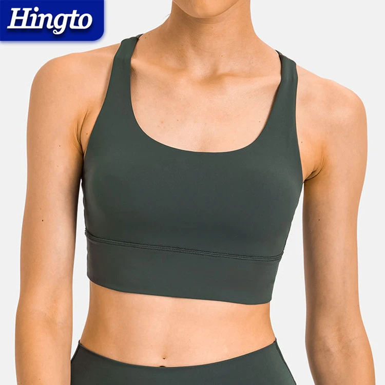 High Quality Cross Back Yoga Top Soft Slim Fit Quick Dry Strappy Workout Bra Running Athletic Gym Sports Bra for Women