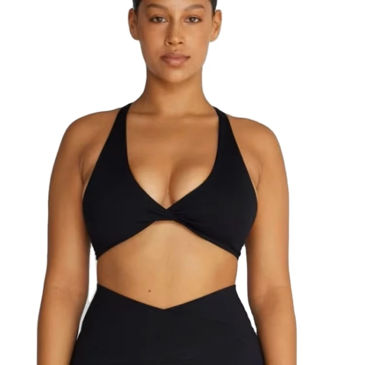 Sexy Nylon Sports Yoga Bra Four Needles Six Lines, Sport Bra Hot Beauty Lightweight Quick Dry Breathable Front Twist Push up