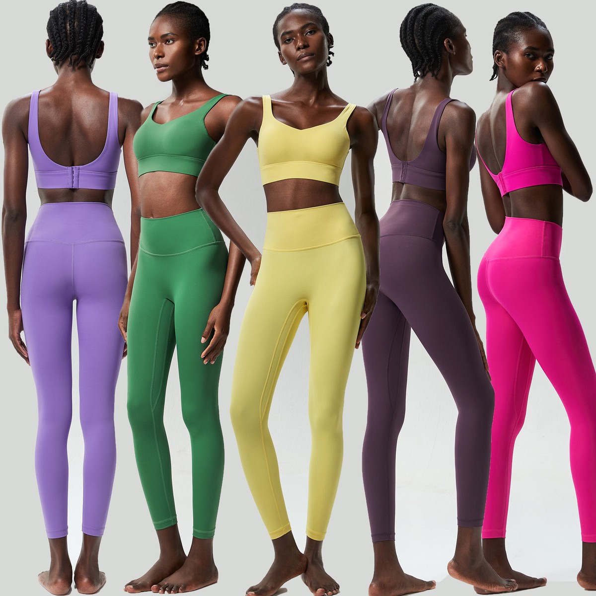 Cross-Border Quick-Drying Yoga Suit for Ladies Above Knee Two-Piece Set With Adjustable Bra Top Exercise Tight Pants Summer