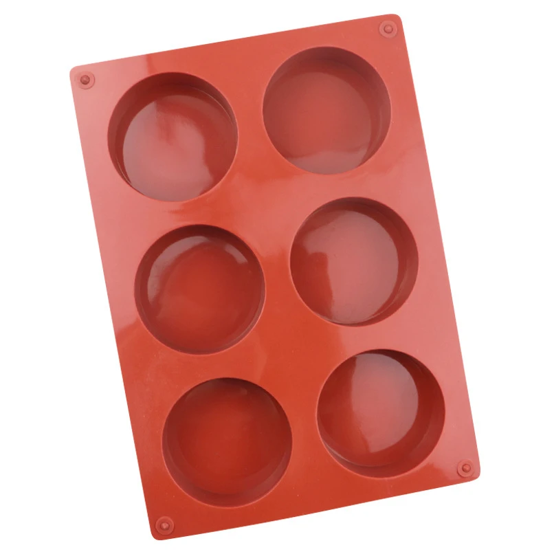 Hot Sale 6-Cup Non-Stick Silicone Muffin Pan Mold Silicone Hamburger Bun Baking Pan Soap Candle Making Molds