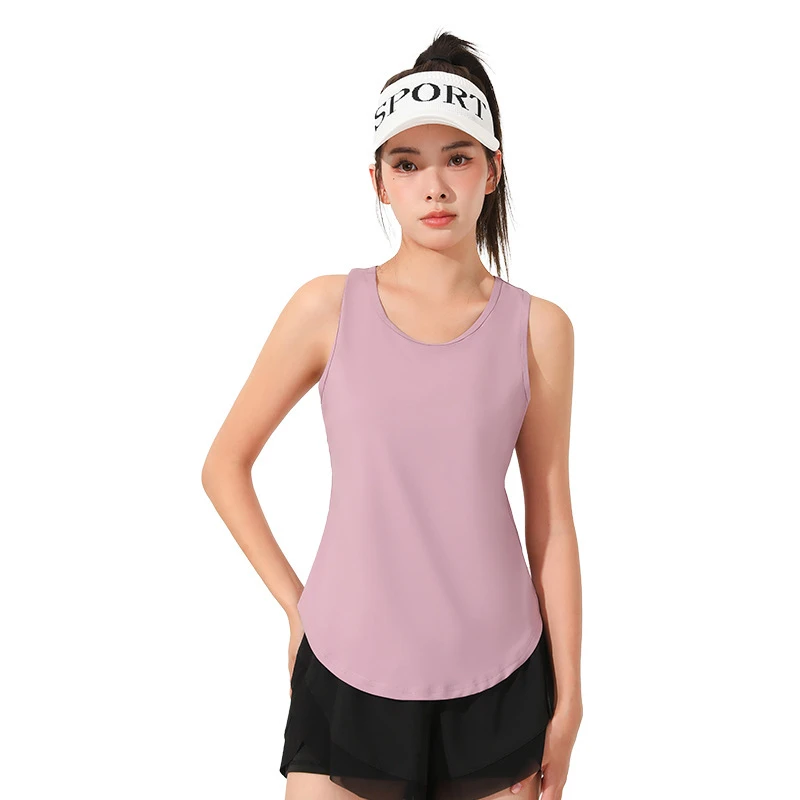 Lightweight Breathable Mesh Hollow-out Beauty Back Yoga Vest with Front Logo Naked Yoga Clothing Women's Sports Vest