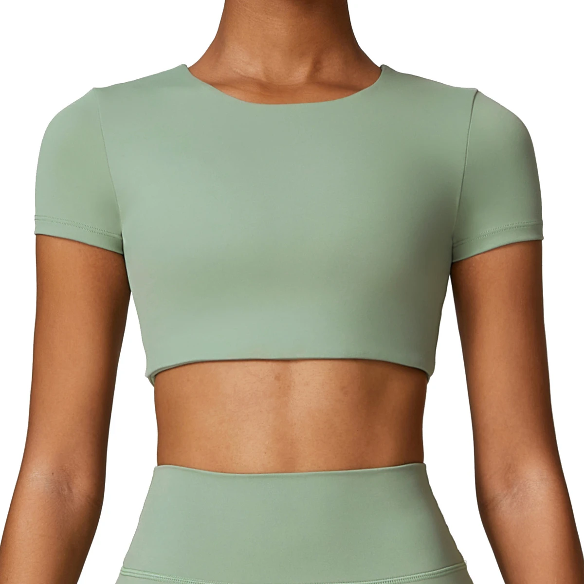 Innovative High-Strength Tight-Fitting Yoga Top Casual Sports Short-Sleeved Brushed Fitness Clothing with Front Logo