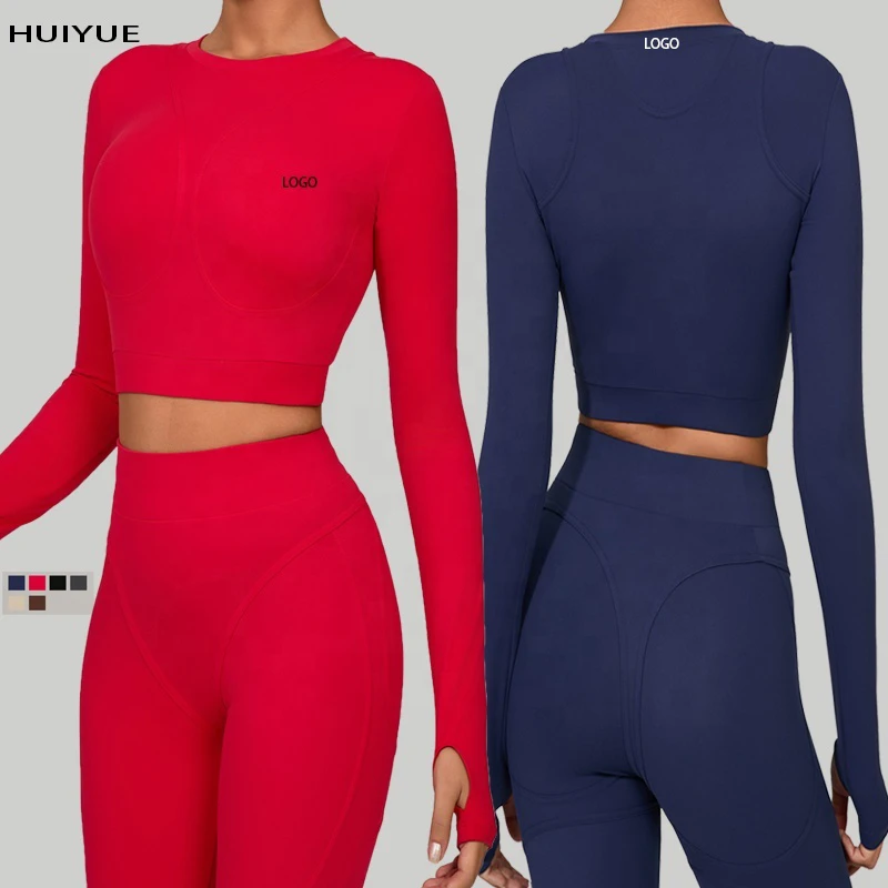 New Autumn/Winter Women's Four-Way Stretch Patchwork Yoga Long-Sleeved High-Intensity Fitness Pilates Sportswear Front Print